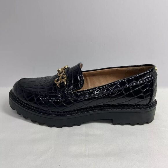 Circus by Sam Edelman NWOB  Croc Embossed Platform Chunky Loafers Black 7.5 - Picture 2 of 9